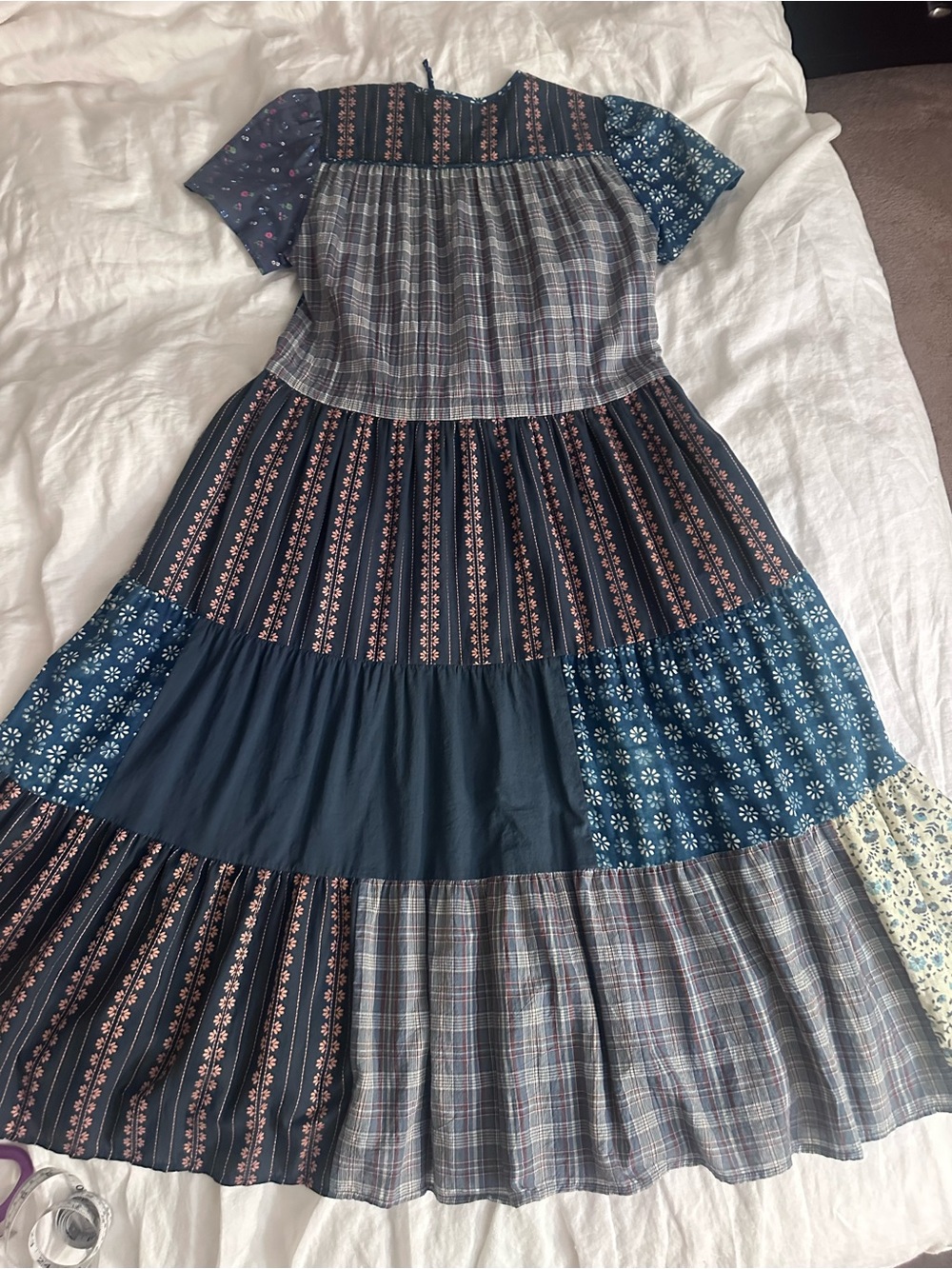 Christy Dawn Navy Patchwork Dawn Dress - Picture 2 of 7